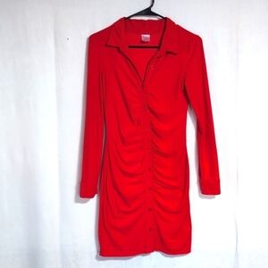 No Boundaries Cherry Red Button Front Bodycon Dress Size Small